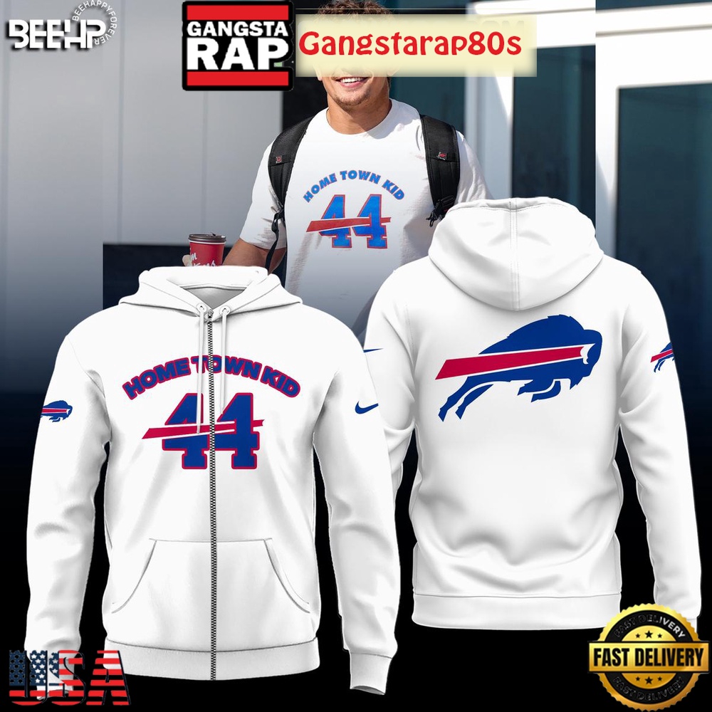 Buffalo Bills Home Town Kid 2025 White Unisex Hoodie
