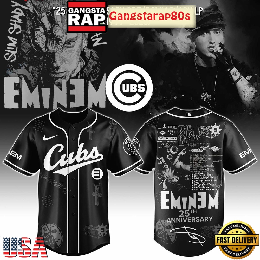 Chicago Cubs x Eminem 25th Anniversary Of The Slim Shady LP 2025 Baseball Jersey