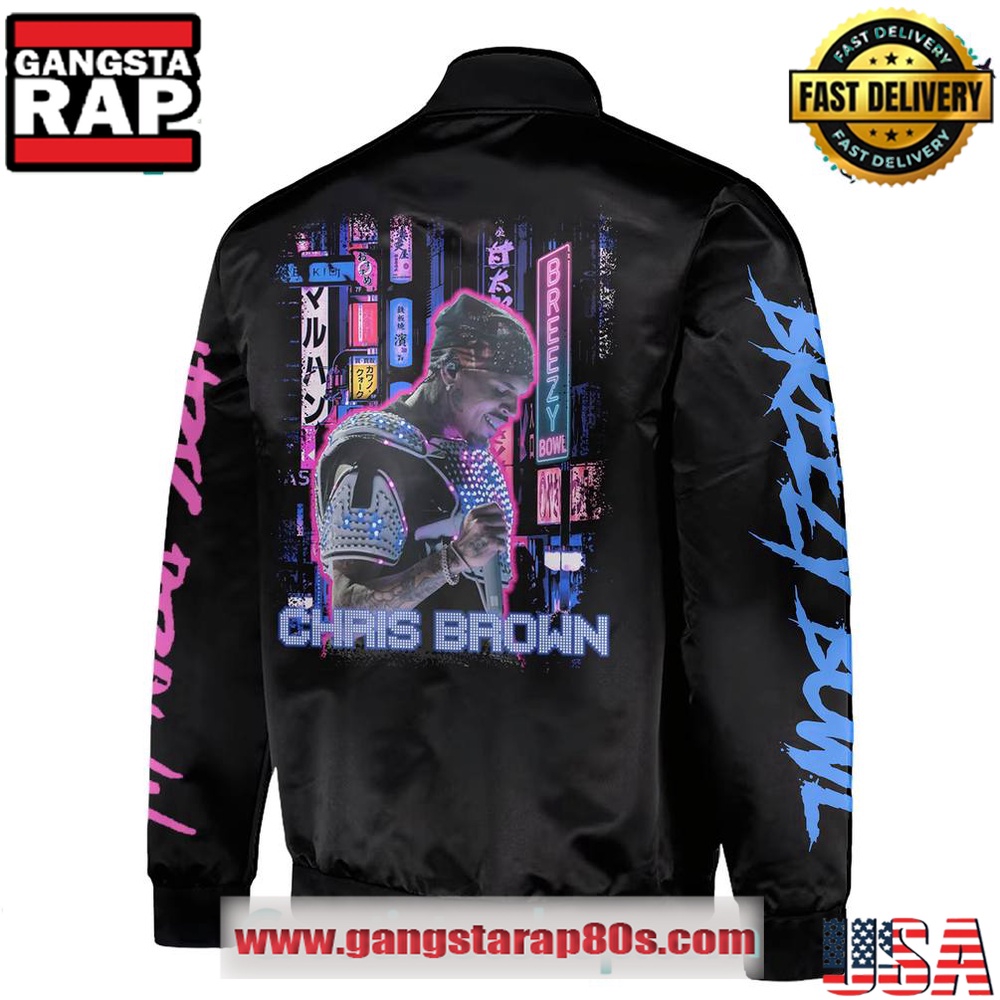 Chris Brown - BREEZY BOWL XX LIGHT BRIGHT Baseball Jacket Chris Brown - BREEZY BOWL XX LIGHT BRIGHT Baseball Jacket