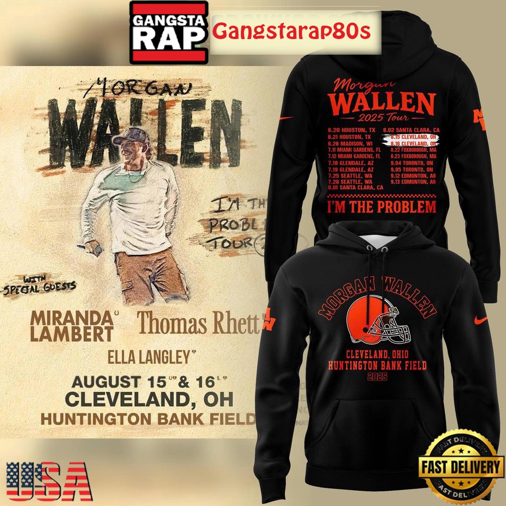 Cleveland Browns x Morgan Wallen 2025 Tour I’m The Problem Black Unisex Hoodie Cleveland Browns x Morgan Wallen 2025 Tour I’m The Problem Black Unisex Hoodie