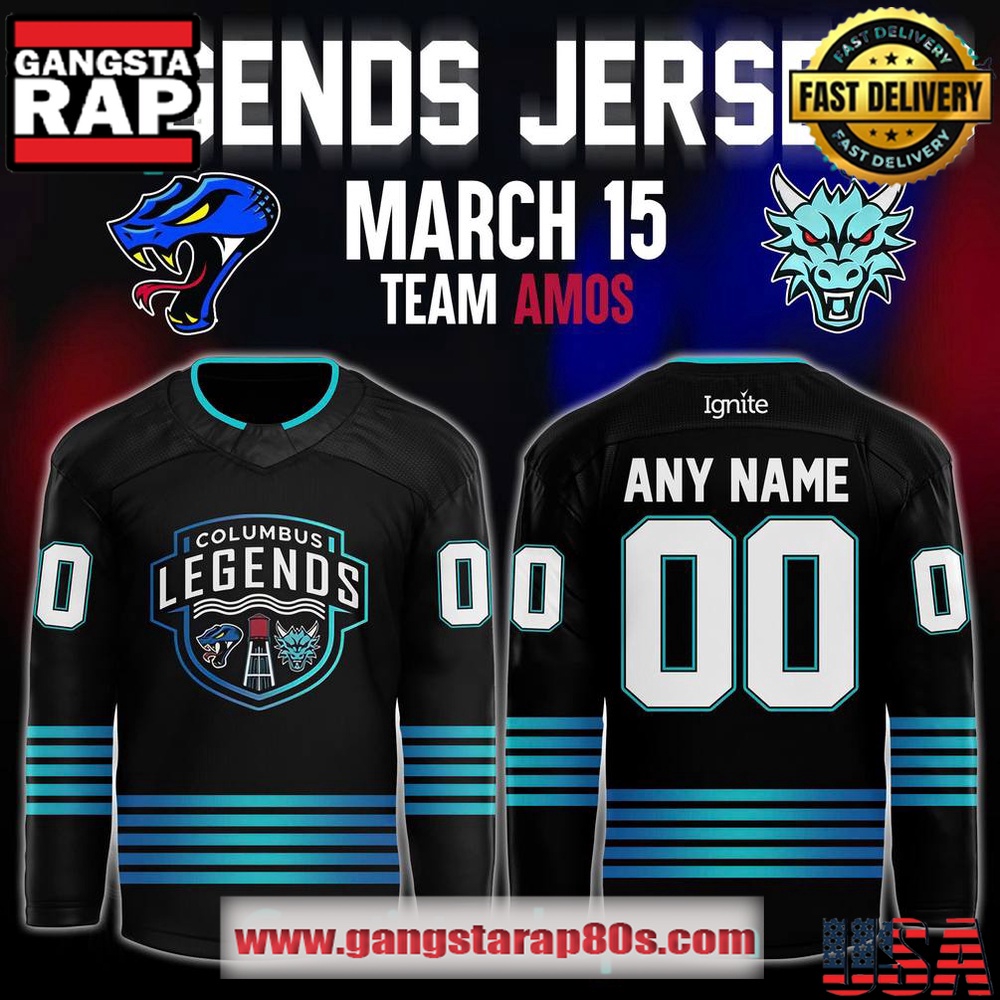 Columbus River Dragons Legends Night 2025 Black Custom Hockey Jersey