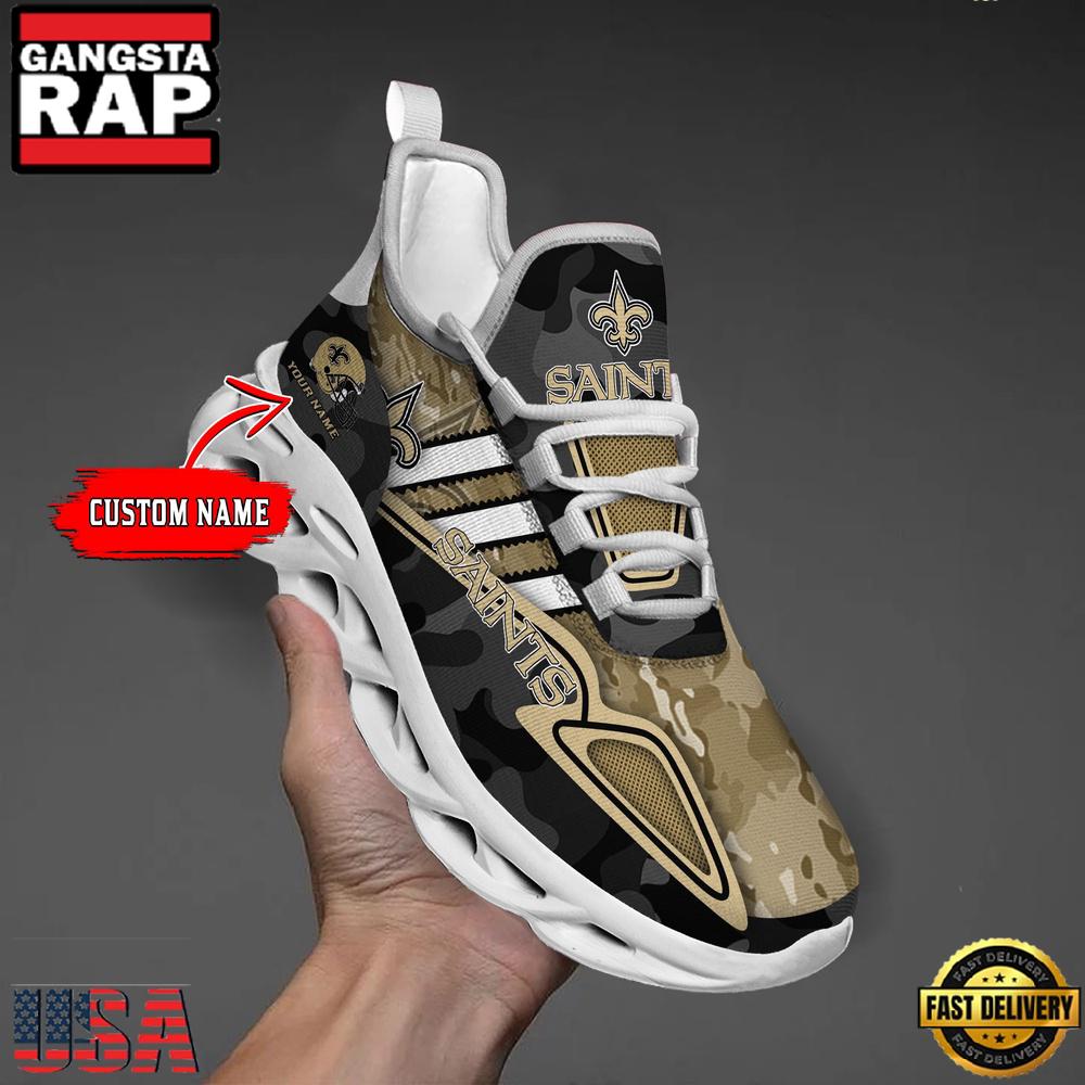 NFL New Orleans Saints Logo Camo New Design Max Soul Shoes Running Sneakers NFL New Orleans Saints Logo Camo New Design Max Soul Shoes Running Sneakers