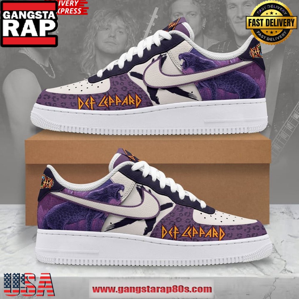 Def Leppard Purple Limited Edition Air Force 1 Running Sneakers Shoes