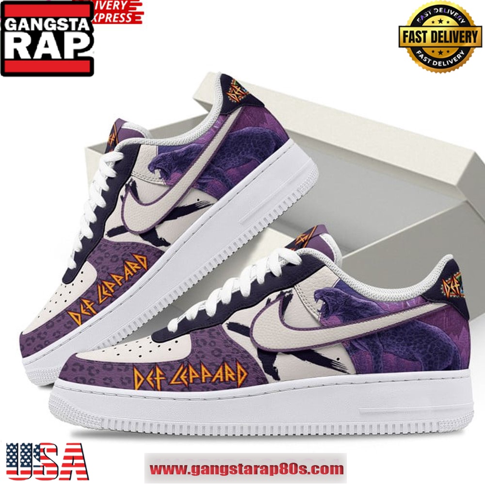 Def Leppard Purple Limited Edition Air Force 1 Running Sneakers Shoes