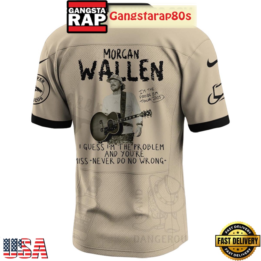 Denver Broncos x Morgan Wallen I'm The Problem Tour 2025 Football Jersey Denver Broncos x Morgan Wallen I'm The Problem Tour 2025 Football Jersey