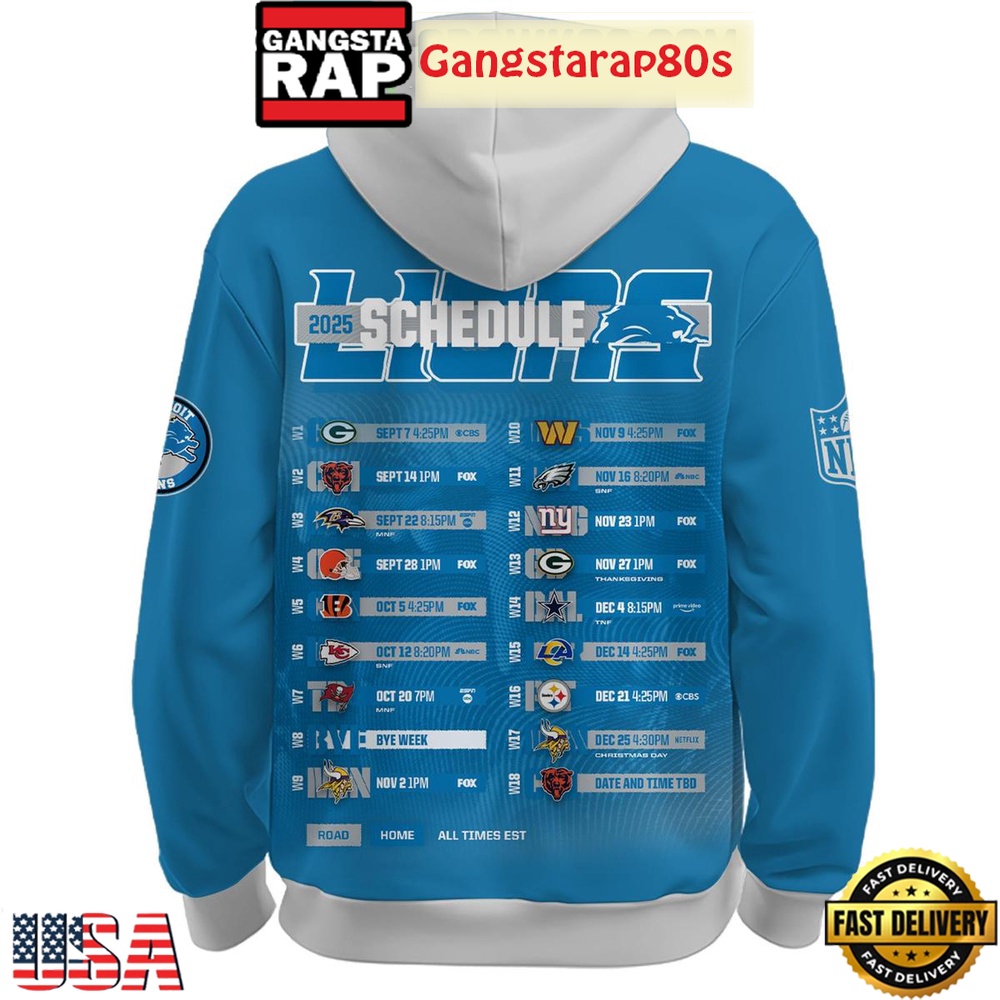 Detroit Lions Schedule Release 2025 Special Hoodie Detroit Lions Schedule Release 2025 Special Hoodie