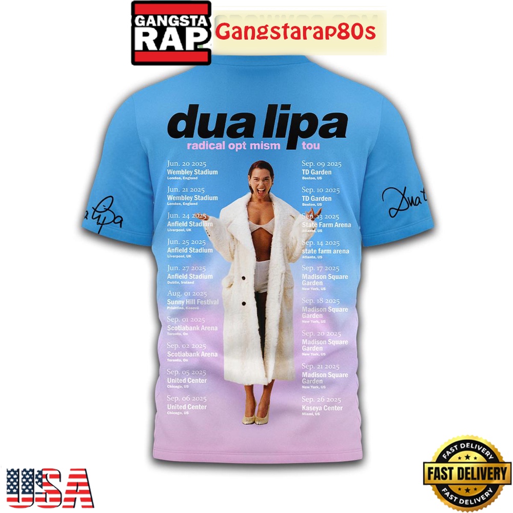 Dua Lipa Radical Optimism Tour 2025 Limited Edition T Shirt Dua Lipa Radical Optimism Tour 2025 Limited Edition T Shirt