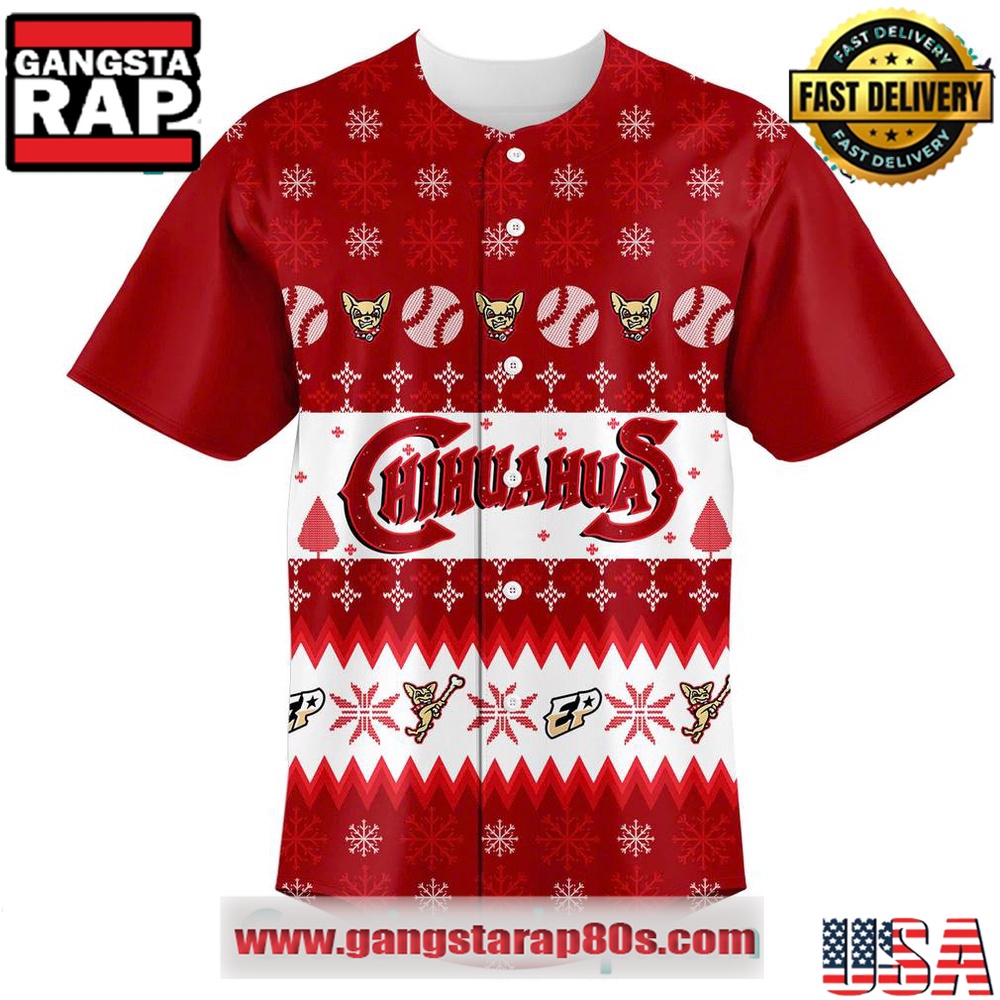 El Paso Chihuahuas Christmas in July 2025 Special Custom Number Baseball Jersey Shirt
