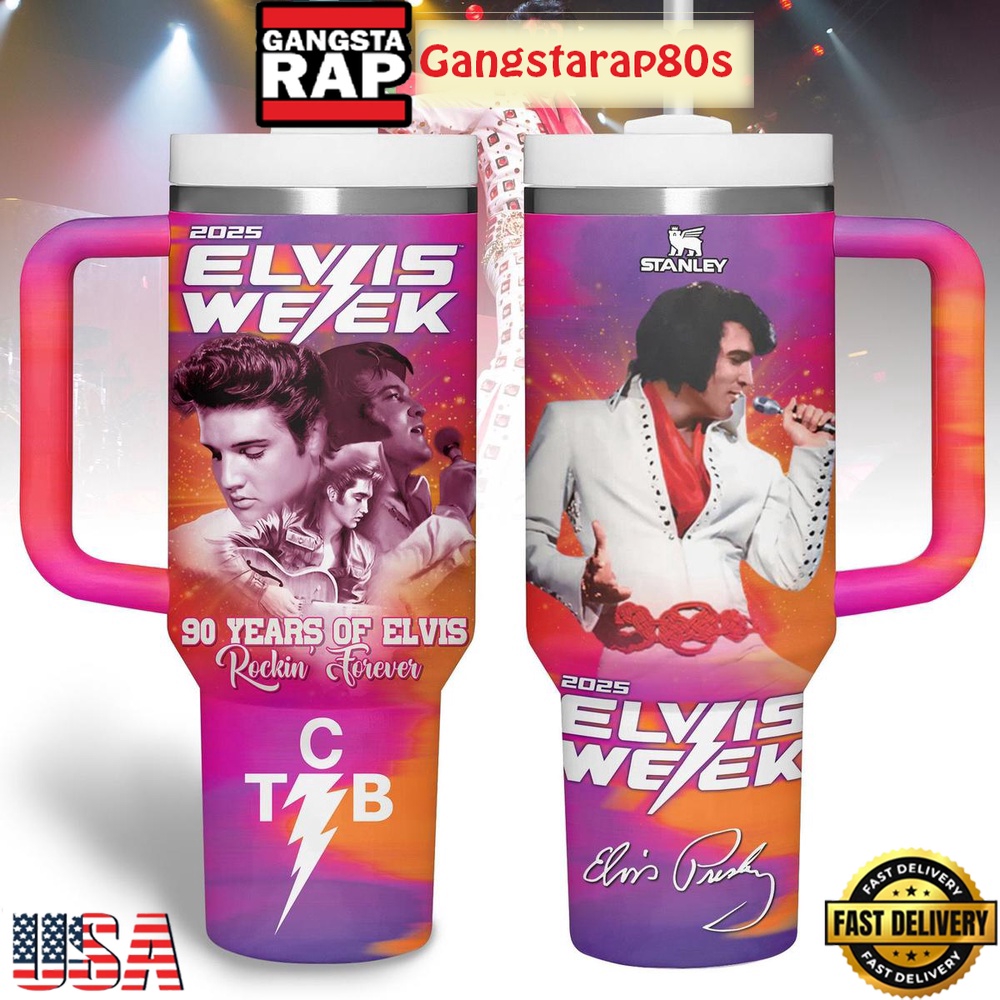 Elvis Presley Week 90 Years Rockin Forever Tumbler Cup 40oz