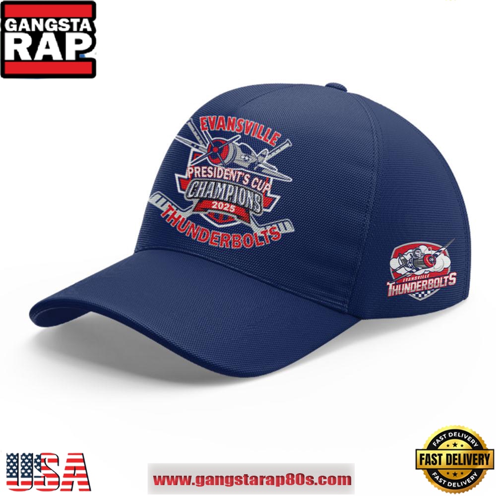 Evansville Thunderbolts SPHL PRESIDENT'S CUP 2025 CHAMPIONS Classic Cap Hats