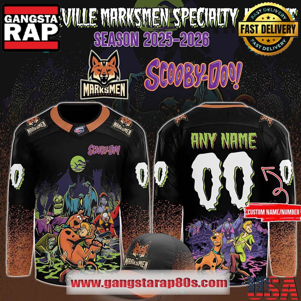 Fayetteville Marksmen x Scooby-Doo Night 2025 Custom Hockey Jersey
