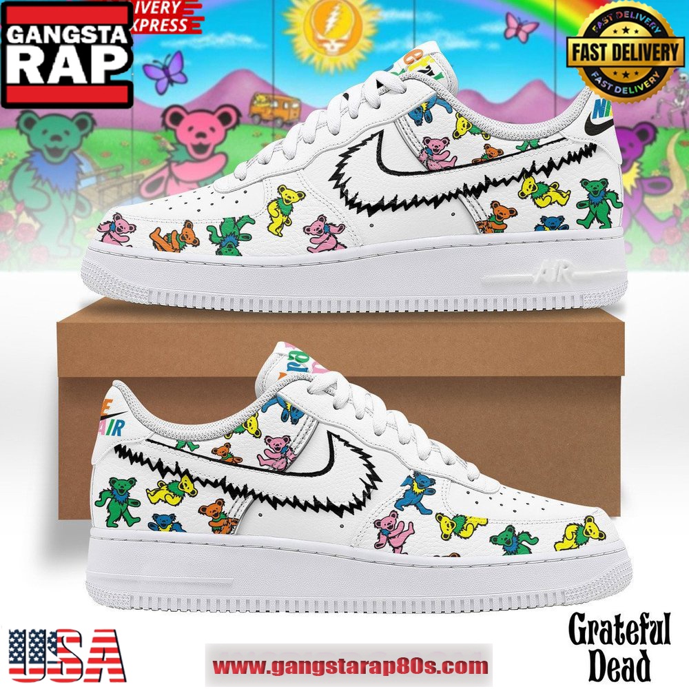 Grateful Dead Dancing Bears White Air Force 1 Sneakers Shoes