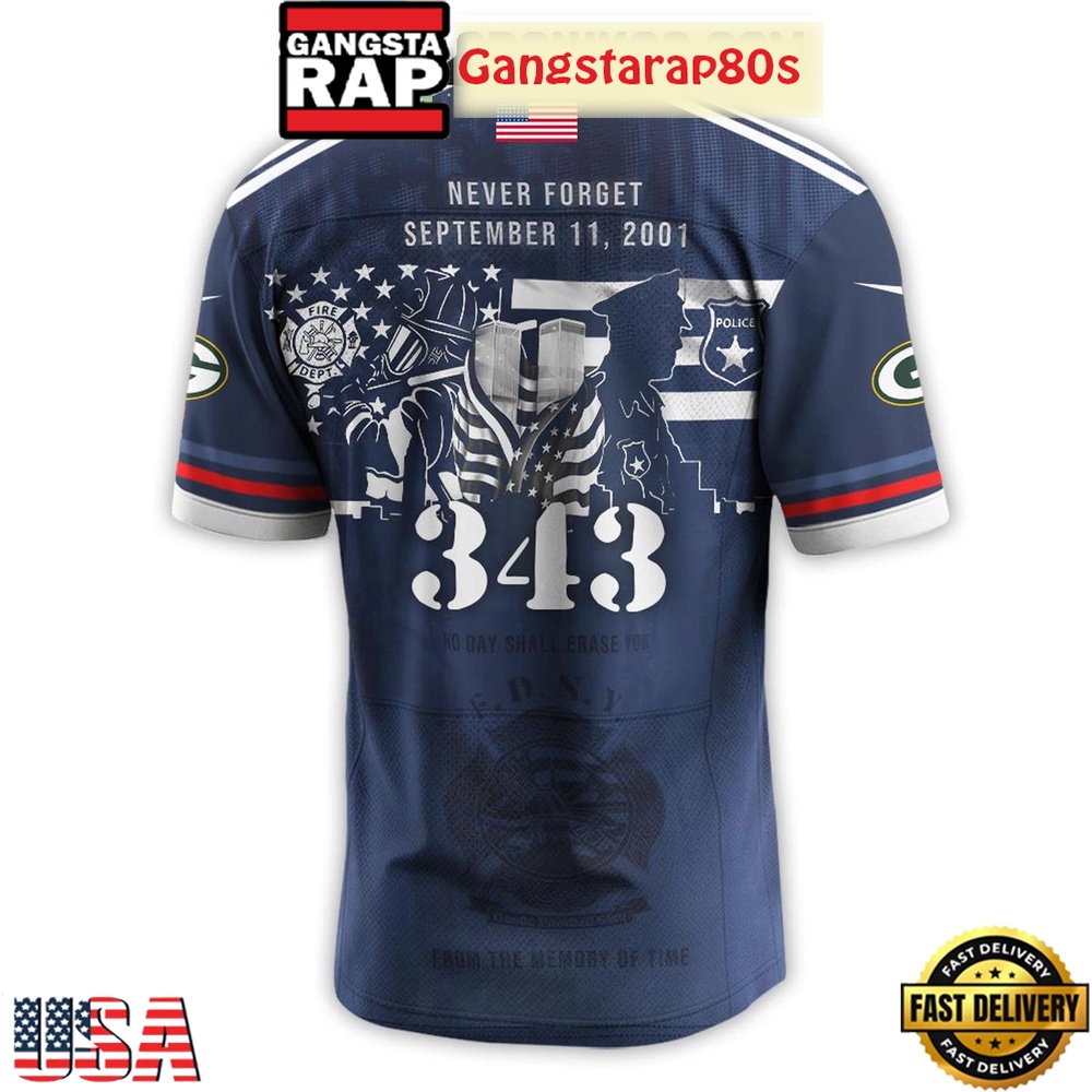 Green Bay Packers x Never Forget 9_11 Tribute Football Special Baseball Jersey Green Bay Packers x Never Forget 9_11 Tribute Football Special Baseball Jersey