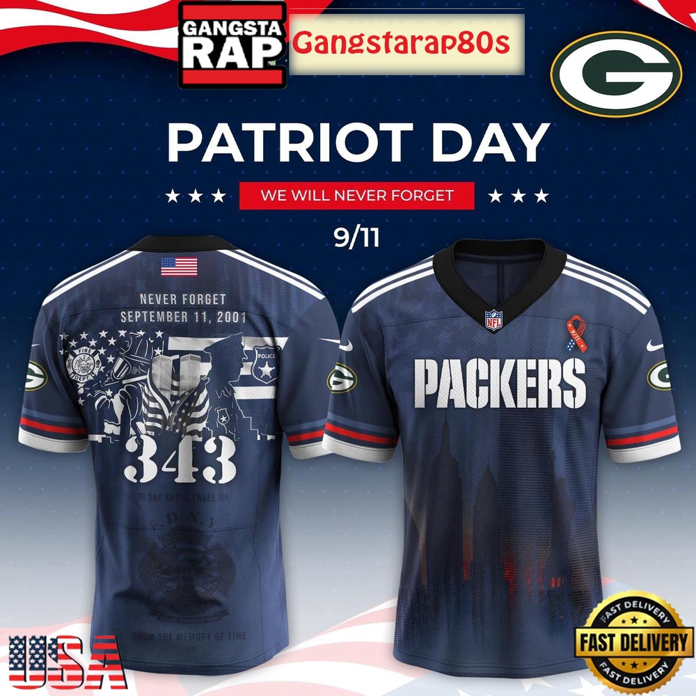 Green Bay Packers x Never Forget 9_11 Tribute Football Special Baseball Jersey