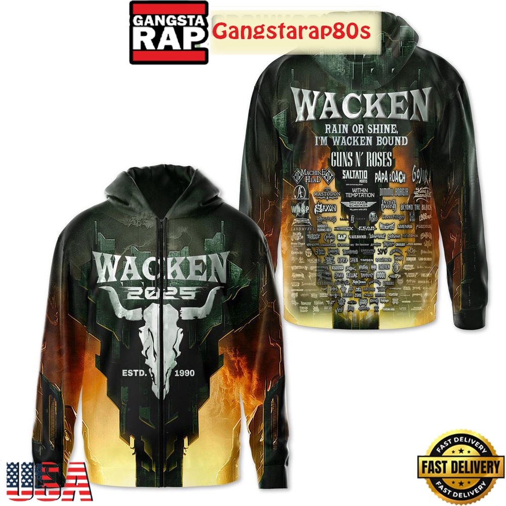 Guns N' Roses Wacken Rain Or Shine I'm Wacken Bound Hoodie Shirt