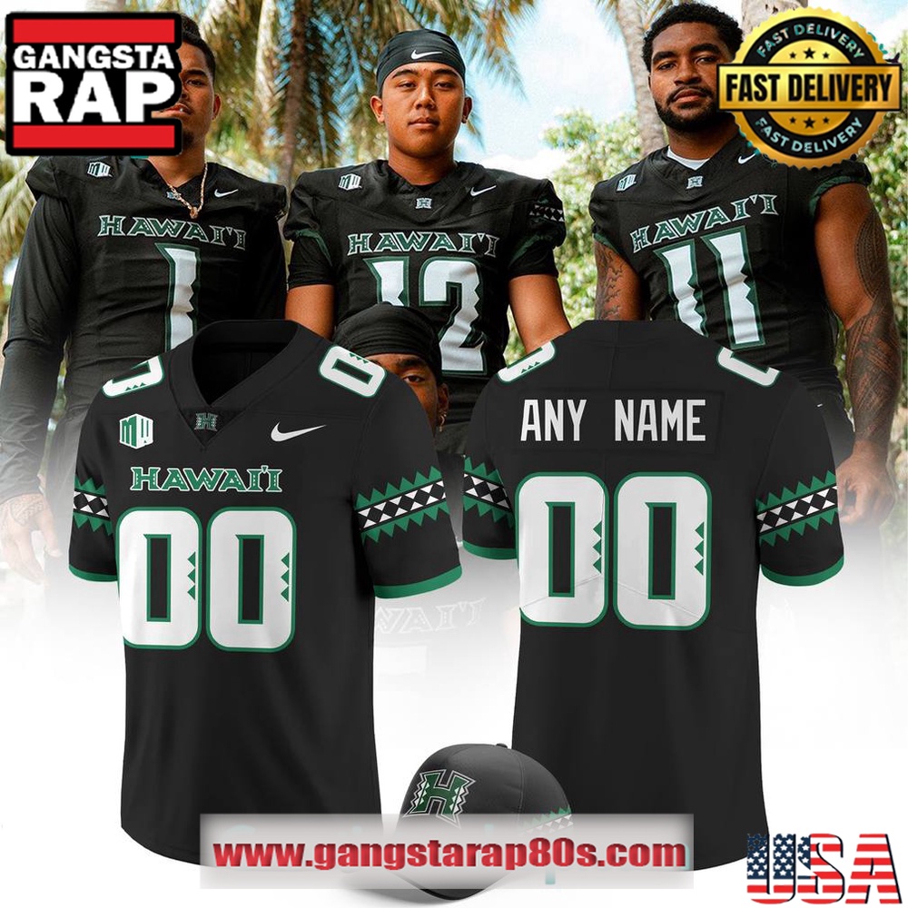 Hawaii Rainbow Warriors Special Edition New Custom Black Football Jersey Hawaii Rainbow Warriors Special Edition New Custom Black Football Jersey