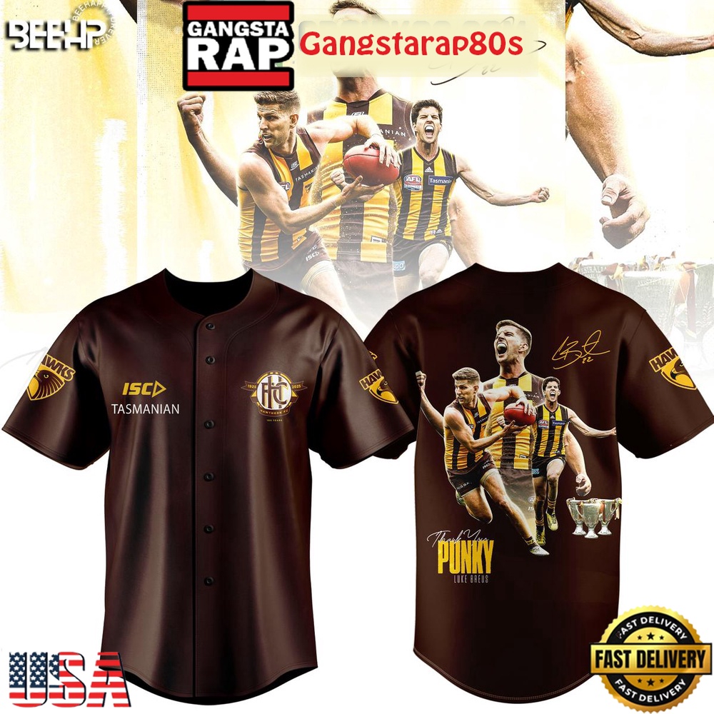 Hawthorn Hawks Thank You Luke Breust 2025 Baseball Jersey