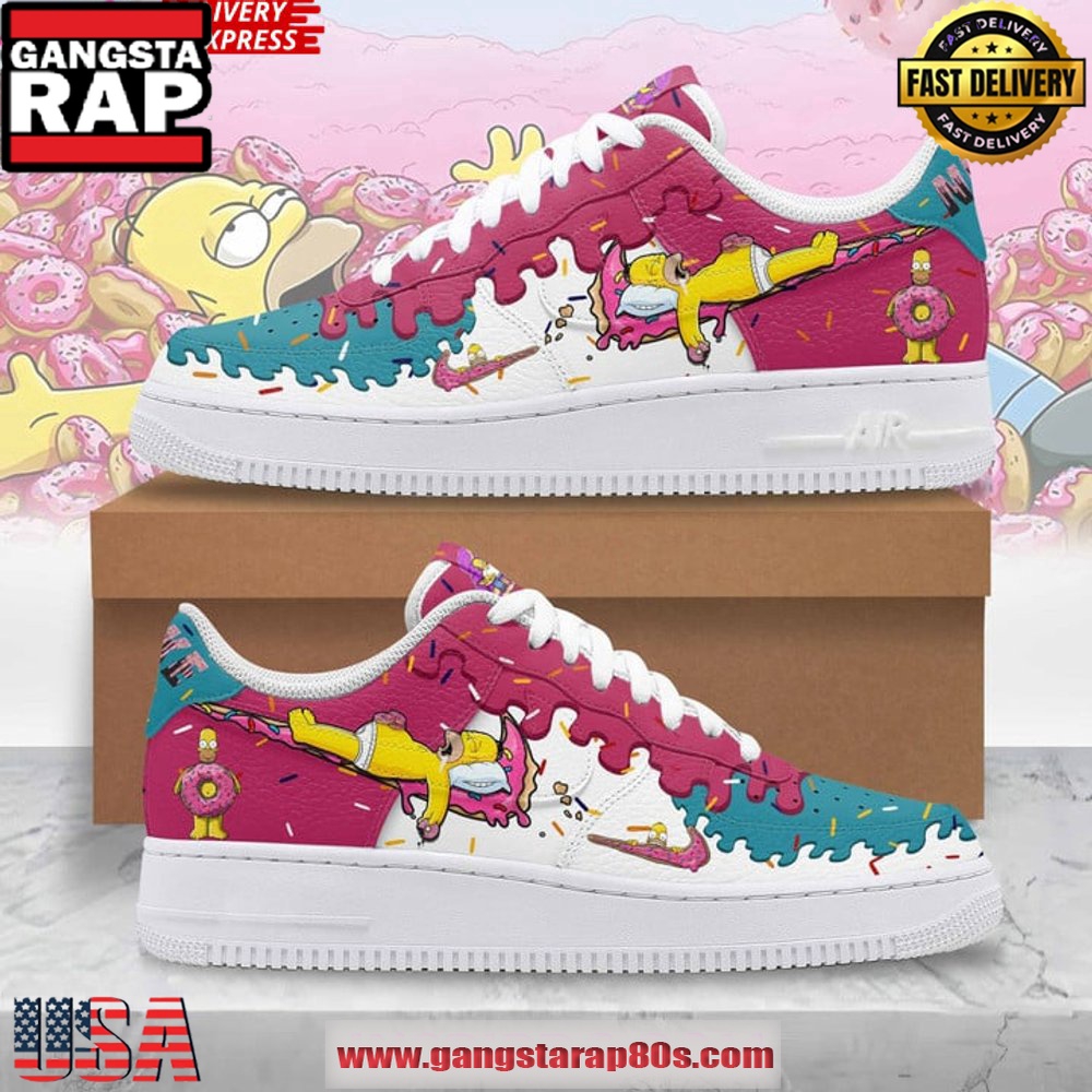 Homer Simpson Donut Dream Limited Edition Air Force 1 Sneakers Shoes