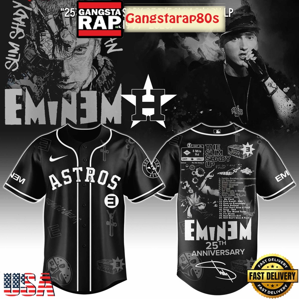 Houston Astros x Eminem 25th Anniversary Of The Slim Shady LP 2025 Baseball Jersey