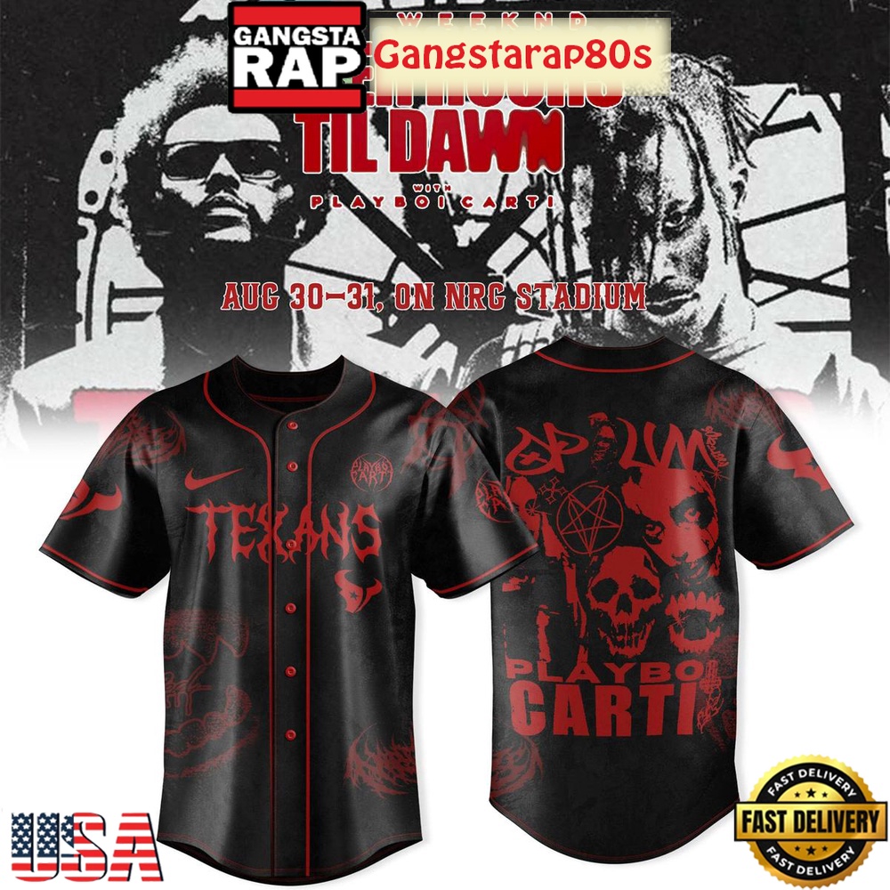 Houston Texans x Playboi Carti The Weeknd’s Tour 2025 Baseball Jersey