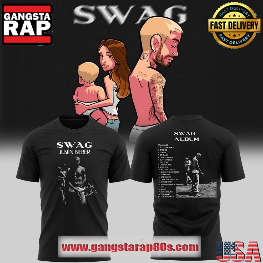 Justin Bieber New Album Swag Special Black 3D T Shirt