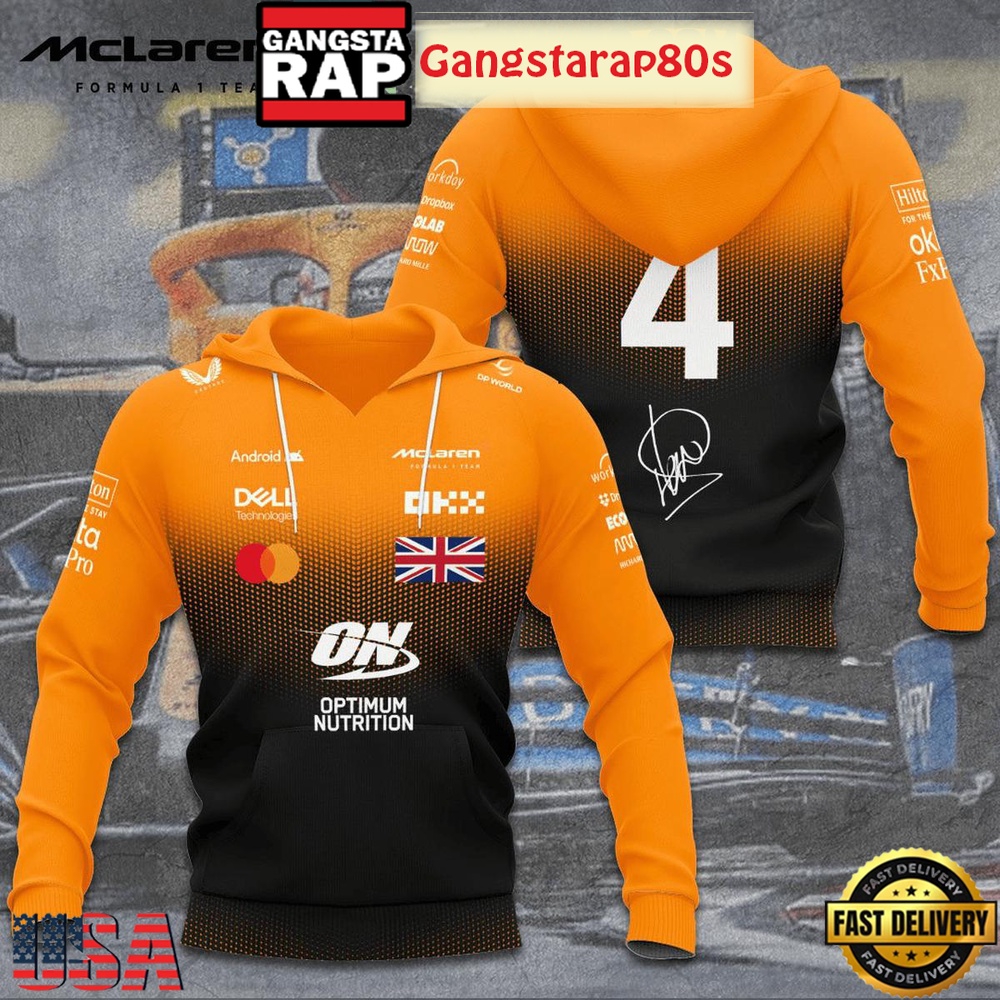Lando Norris McLaren Formula 1 Team Number 4 Unisex Hoodie Lando Norris McLaren Formula 1 Team Number 4 Unisex Hoodie