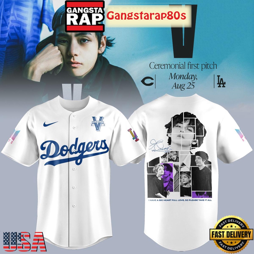 Los Angeles Dodgers Collab V BTS 2025 Special Baseball Jersey