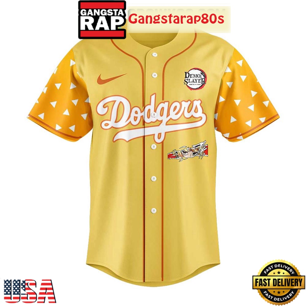 Los Angeles Dodgers x Agatsuma Zenitsu Demon Slayer Infinity Catsle 2025 Special Baseball Jersey