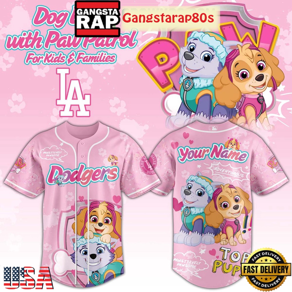 Los Angeles Dodgers x Dog Day With Paw Patrol For Kid And Families 2025 Baseball Jersey Los Angeles Dodgers x Dog Day With Paw Patrol For Kid And Families 2025 Baseball Jersey