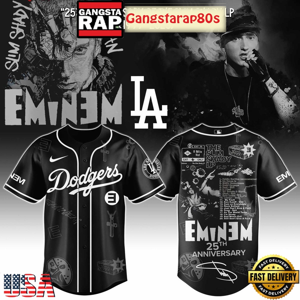 Los Angeles Dodgers x Eminem 25th Anniversary Of The Slim Shady LP 2025 Baseball Jersey