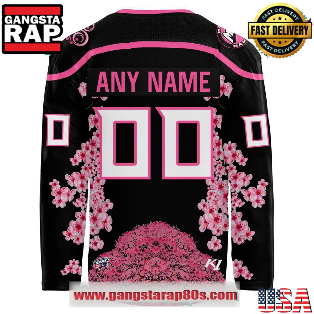 Macon Mayhem x Cherry Blossom Custom Hockey Jersey Macon Mayhem x Cherry Blossom Custom Hockey Jersey
