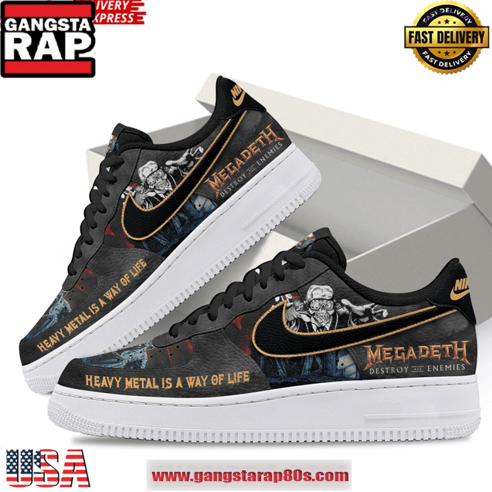 Megadeth Destroy All Enemies Limited Edition Air Force 1 Running Sneakers Shoes Megadeth Destroy All Enemies Limited Edition Air Force 1 Running Sneakers Shoes