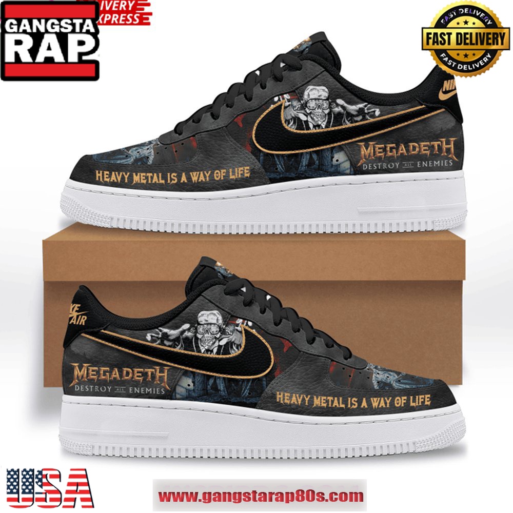 Megadeth Destroy All Enemies Limited Edition Air Force 1 Running Sneakers Shoes Megadeth Destroy All Enemies Limited Edition Air Force 1 Running Sneakers Shoes