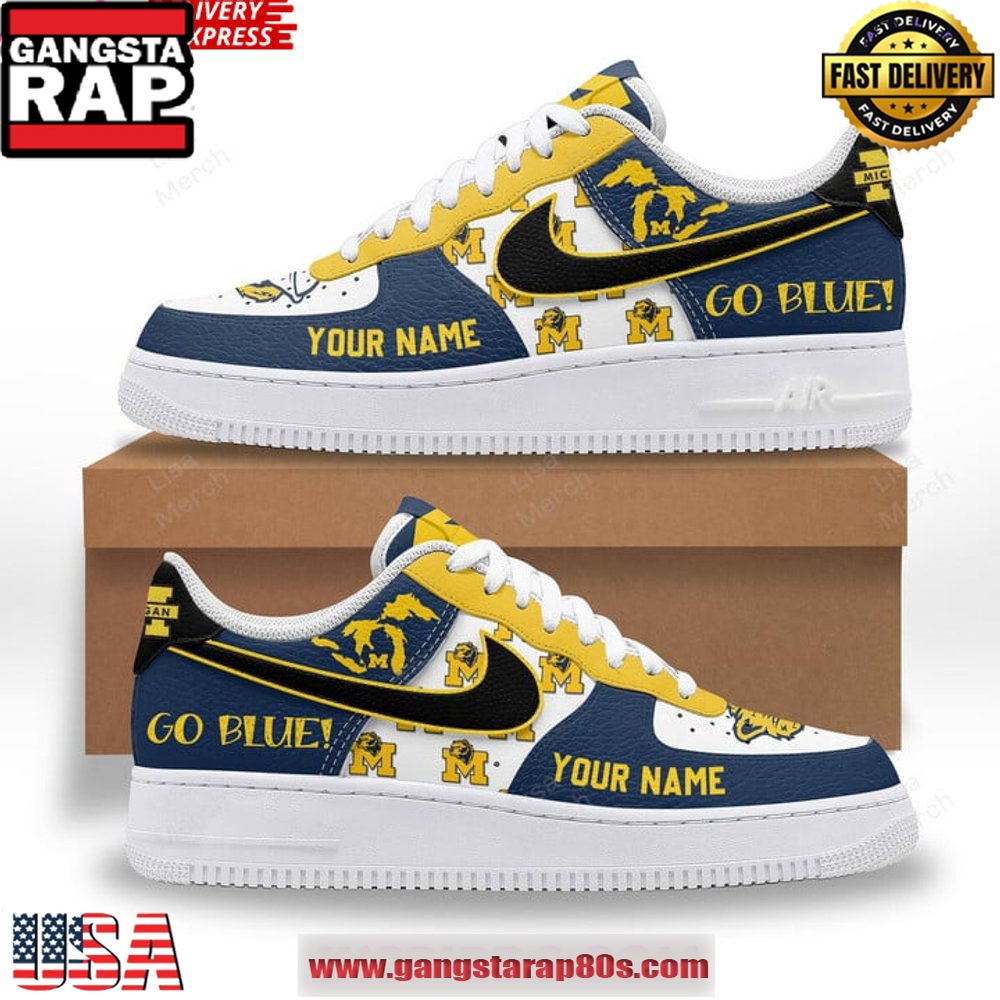 Michigan Wolverines Go Blue Custom Custom Air Force 1 Sneakers Shoes Michigan Wolverines Go Blue Custom Custom Air Force 1 Sneakers Shoes