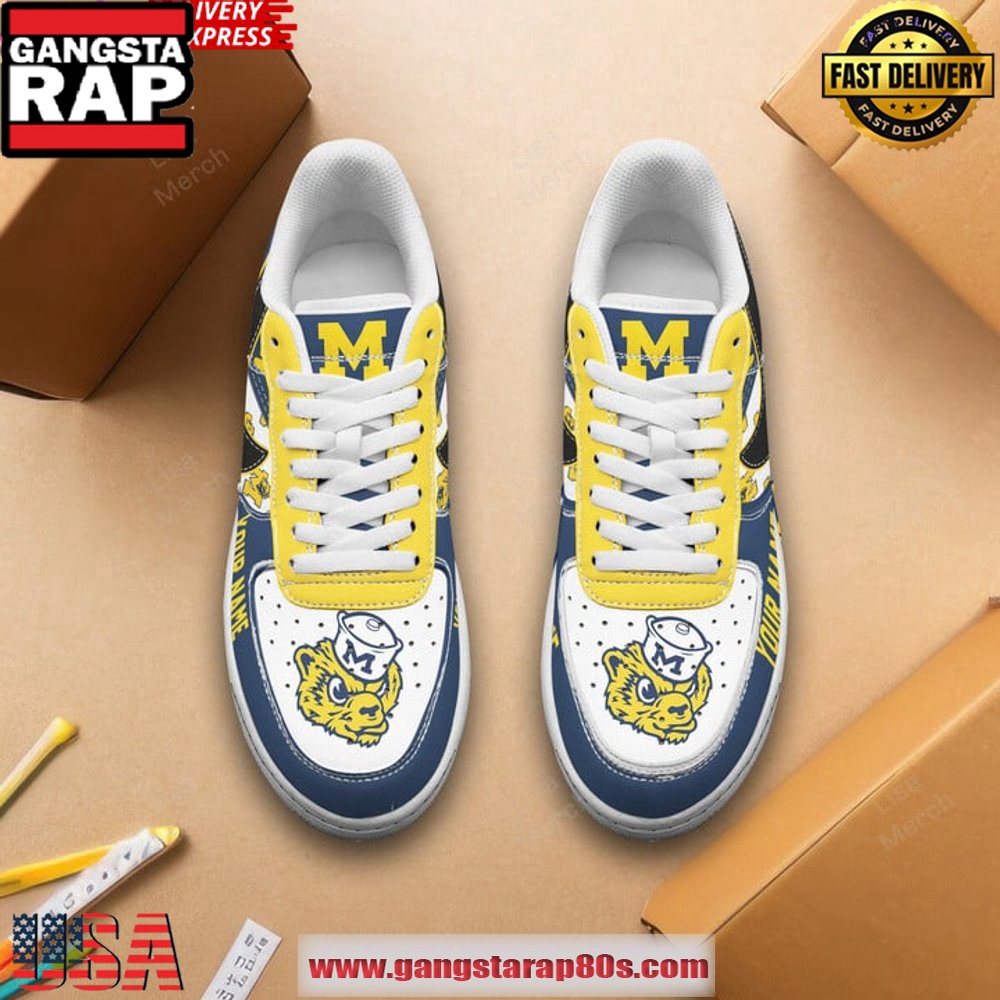 Michigan Wolverines Go Blue Custom Custom Air Force 1 Sneakers Shoes Michigan Wolverines Go Blue Custom Custom Air Force 1 Sneakers Shoes