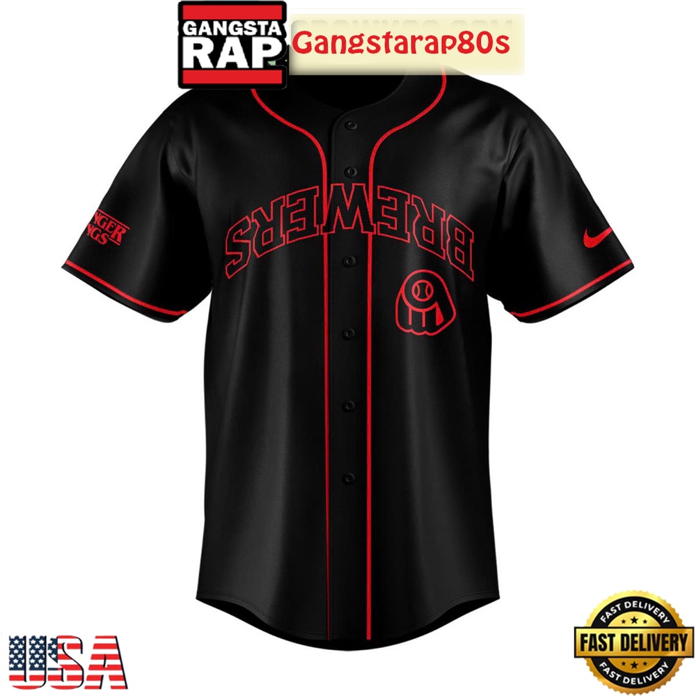 Milwaukee Brewers x Stranger Things Night On Netflix Baseball Jersey