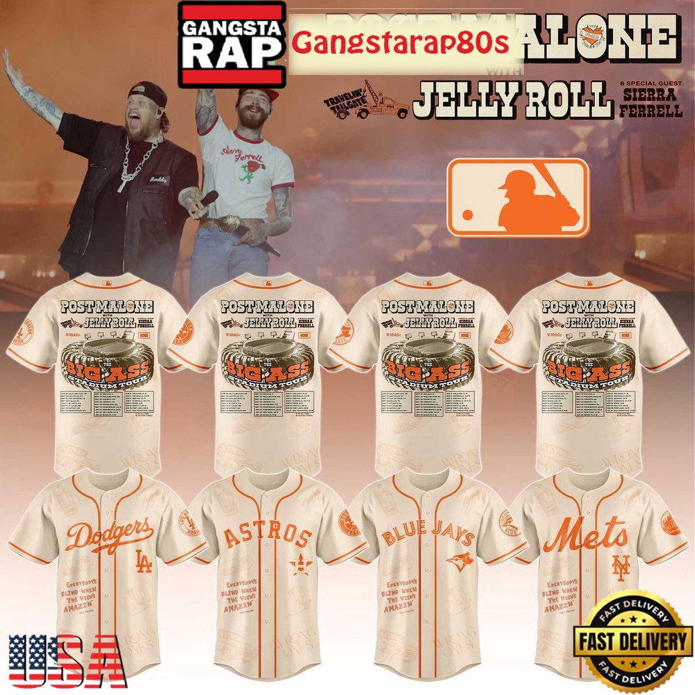 MLB All Team x Post Malone The Big Ass World Tour 2025 Special BaseballJersey