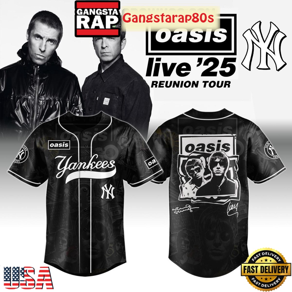 MLB All Teams x Oasis Reunion Tour Live '25 Baseball Jersey MLB All Teams x Oasis Reunion Tour Live '25 Baseball Jersey