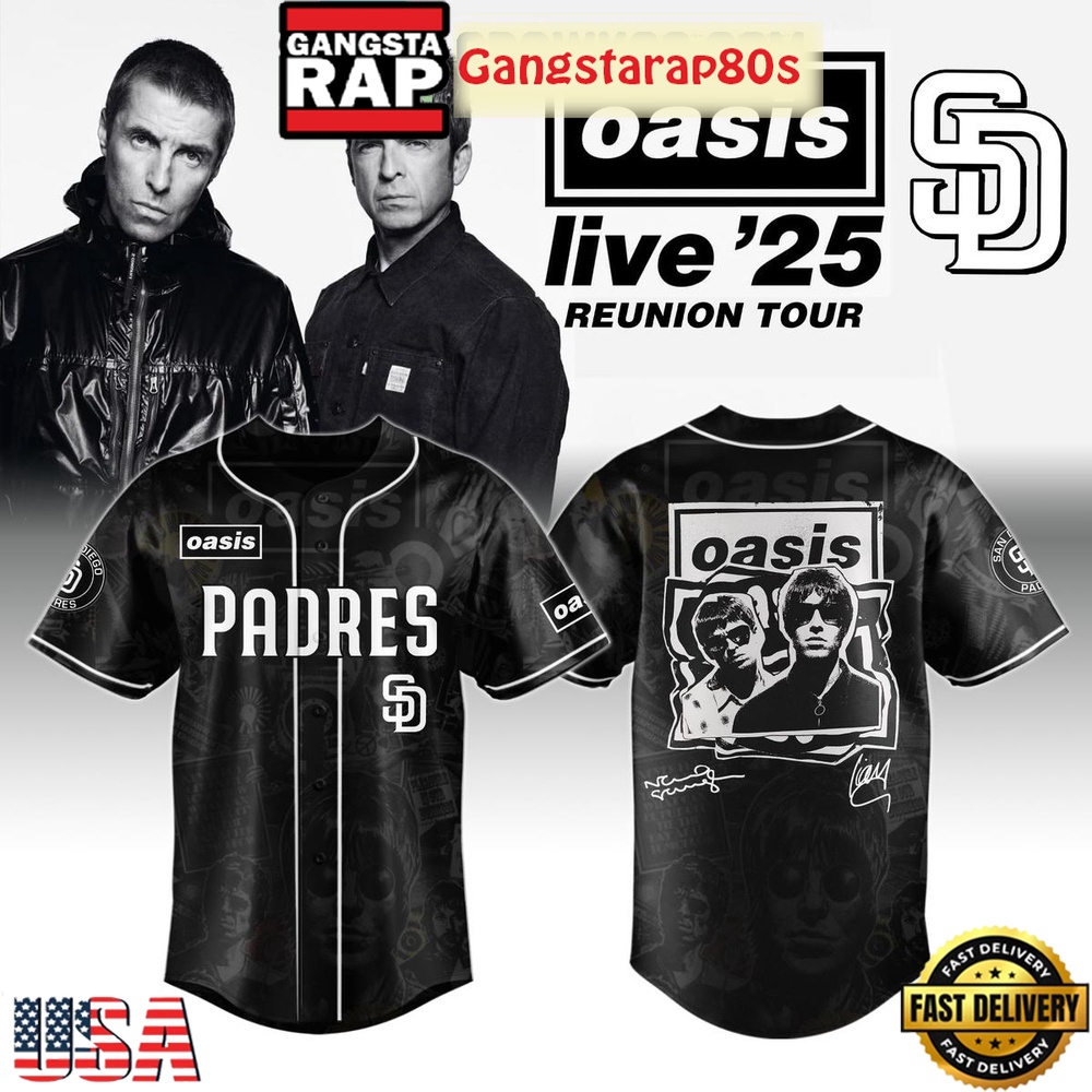 MLB All Teams x Oasis Reunion Tour Live '25 Baseball Jersey MLB All Teams x Oasis Reunion Tour Live '25 Baseball Jersey