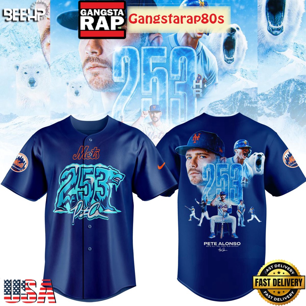 New York Mets Pete Alonso Hits Home Run 253 Baseball Jersey