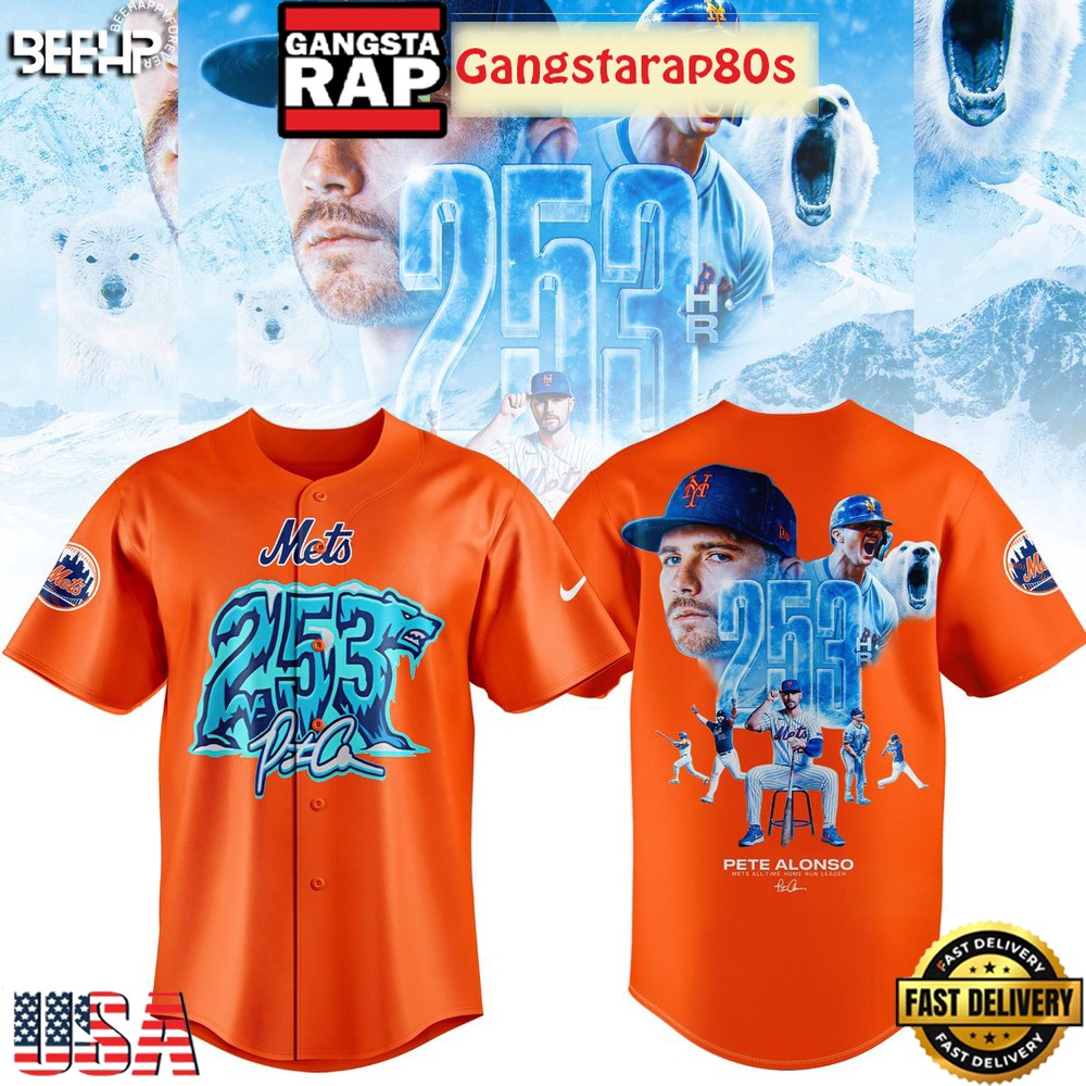 New York Mets Pete Alonso Hits Home Run 253 Baseball Jersey