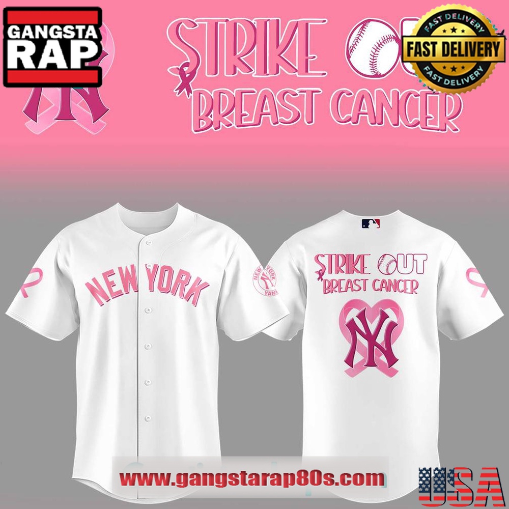 New York Yankees Strike Out Cancer Special Baseball Jersey Shirt New York Yankees Strike Out Cancer Special Baseball Jersey Shirt