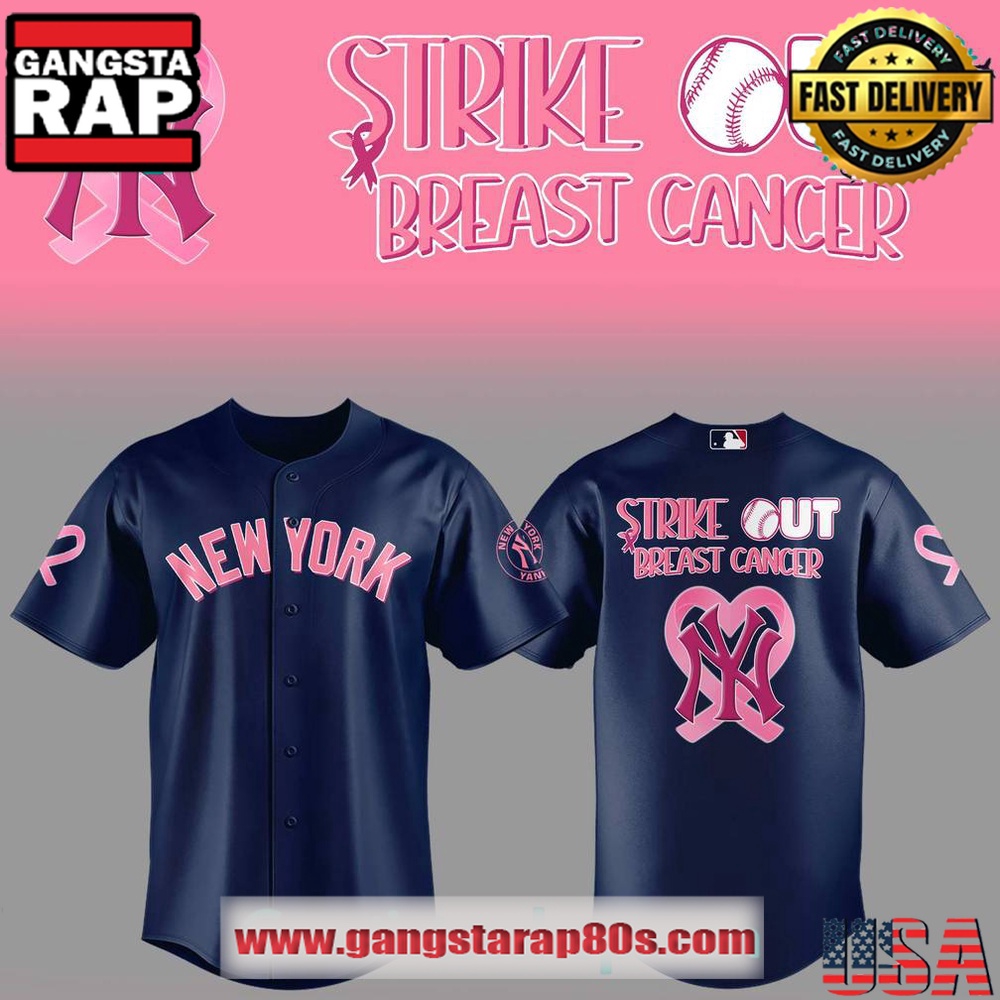 New York Yankees Strike Out Cancer Special Baseball Jersey Shirt New York Yankees Strike Out Cancer Special Baseball Jersey Shirt