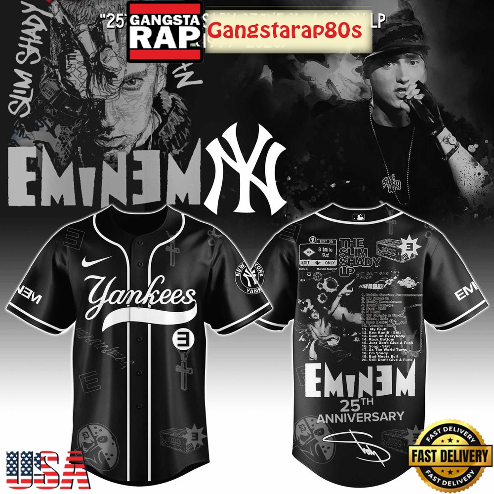 New York Yankees x Eminem 25th Anniversary Of The Slim Shady LP 2025 Baseball Jersey