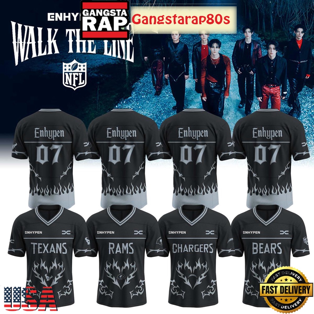 NFL All Teams x Enhypen Walk The Line Tour 2025 Special Custom Football Jersey
