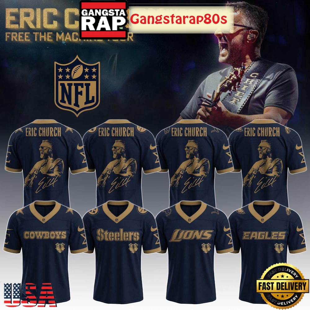 NFL All Teams x Eric Church Free The Machine Tour 2025 Special Football Jersey