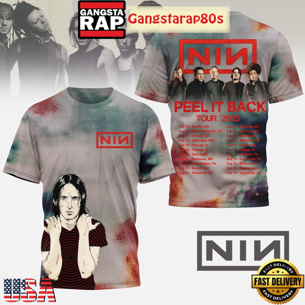 NIN Peel It Back Tour 2025 Special T Shirt NIN Peel It Back Tour 2025 Special T Shirt