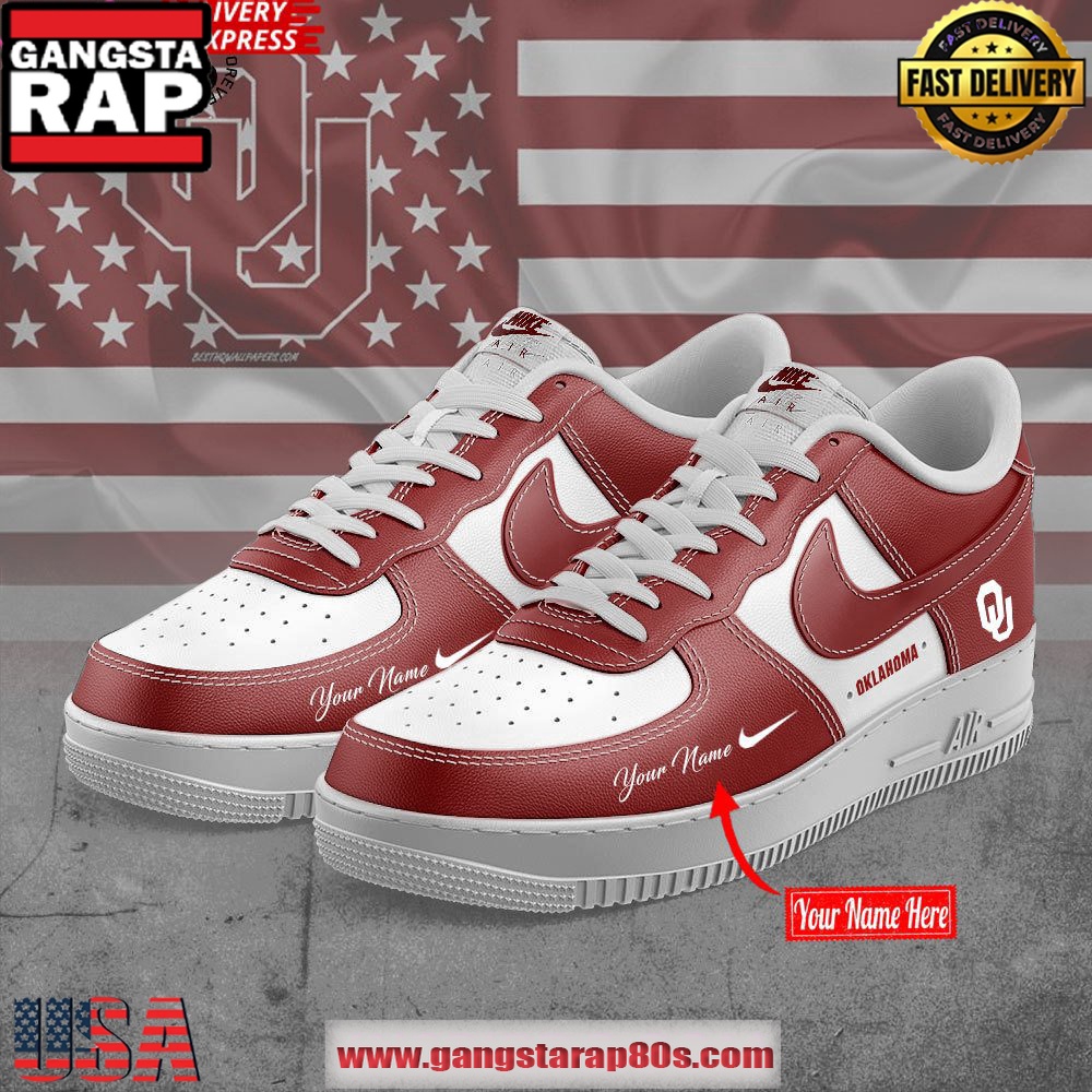 Oklahoma Sooners Custom Air Force 1 Running Sneakers Shoes Oklahoma Sooners Custom Air Force 1 Running Sneakers Shoes