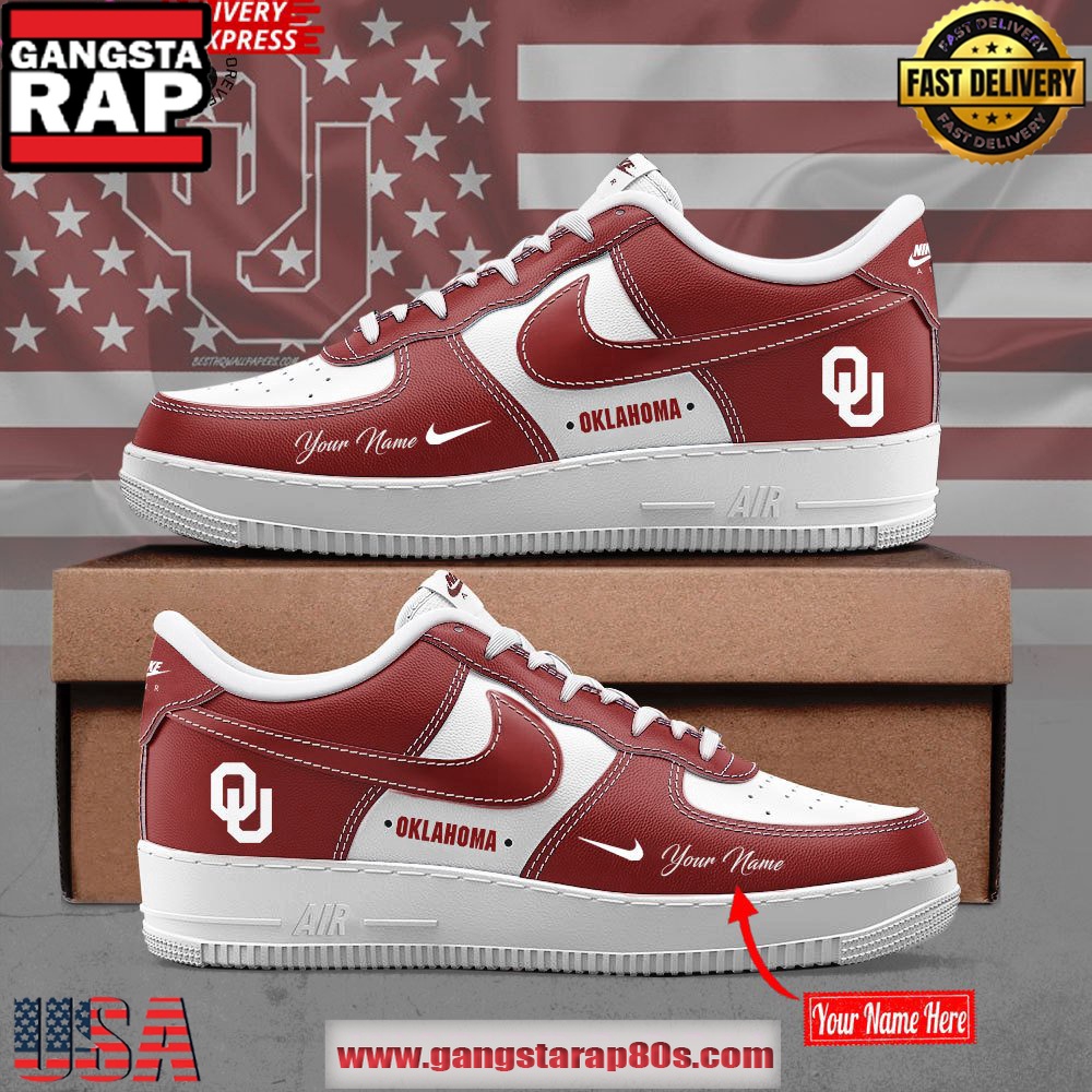 Oklahoma Sooners Custom Air Force 1 Running Sneakers Shoes Oklahoma Sooners Custom Air Force 1 Running Sneakers Shoes