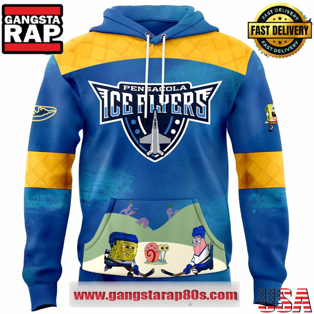 Pensacola Ice Flyers x Spongebob Squarepants Limited Edition Hoodie Shirt